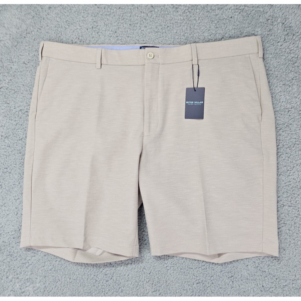 Peter Millar Crown Crafted Linen Blend Shorts Men's 42 Khaki Surge Stretch NWT